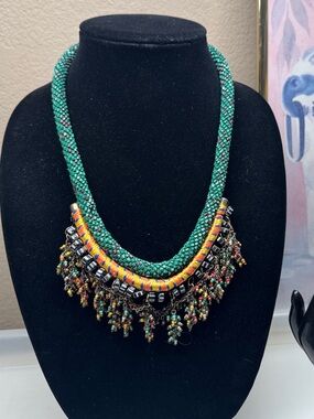 Zara green sea bead necklace mix color